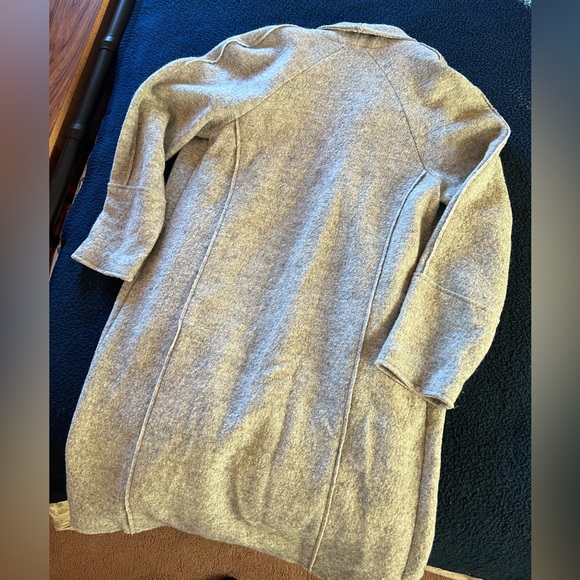 Tahari Jacket Womens Medium Gray Open Front Coat Boiled Wool Blend - Picture 5 of 5